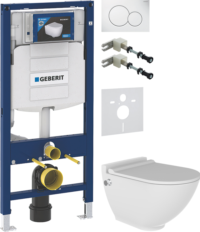 Комплект 5 в 1 Унитаз подвесной Bien Harmony HRKA052N5VE0W5000 + Крепления Geberit Duofix 111.815.00.1 к стене + Звукоизоляция 156.050.00.1 + Инсталляция UP 320 111.300.00.5 + Кнопка Sigma 01 115.770.11.5
