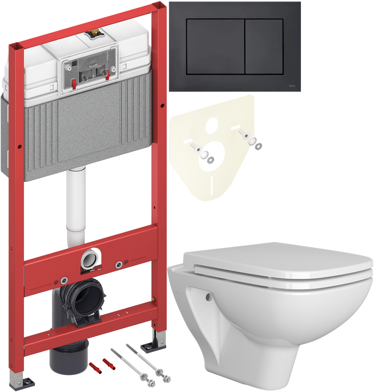 Комплект 2 в 1 Унитаз подвесной VitrA Berg 5507B003-6280 + Инсталляция с кнопкой TECE Now 9400414