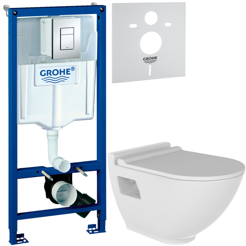 Комплект 3 в 1 Унитаз подвесной Bien Harmony HRKA052N2VP1W5000 + Инсталляция с кнопкой Grohe Rapid SL 38772001 + Звукоизоляция 37131000