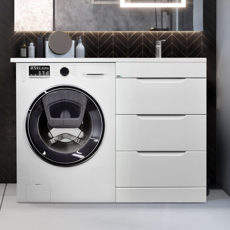 Тумба под раковину без столешницы TOPPUS Satin 50 R под стиральную машину, напольная, глянцевая белая