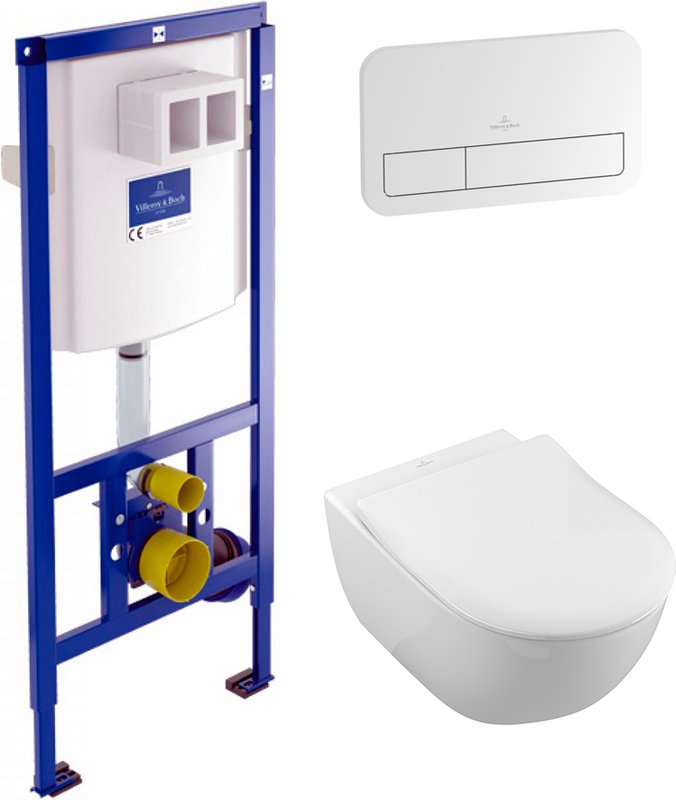 Комплект 3 в 1 Унитаз подвесной Villeroy & Boch Subway 2.0 5614R201 + Кнопка Viconnect 9224 9068 + Инсталляция 9224 6100