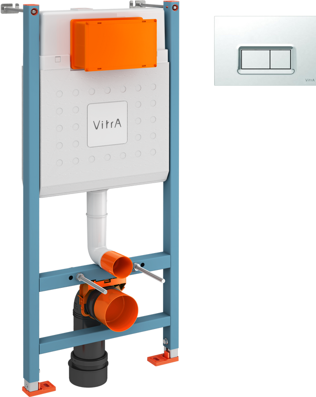 Комплект Инсталляция VitrA V-Fix Core 732-5800-01 крепление к полу и стене + Кнопка 740-0680 пластик