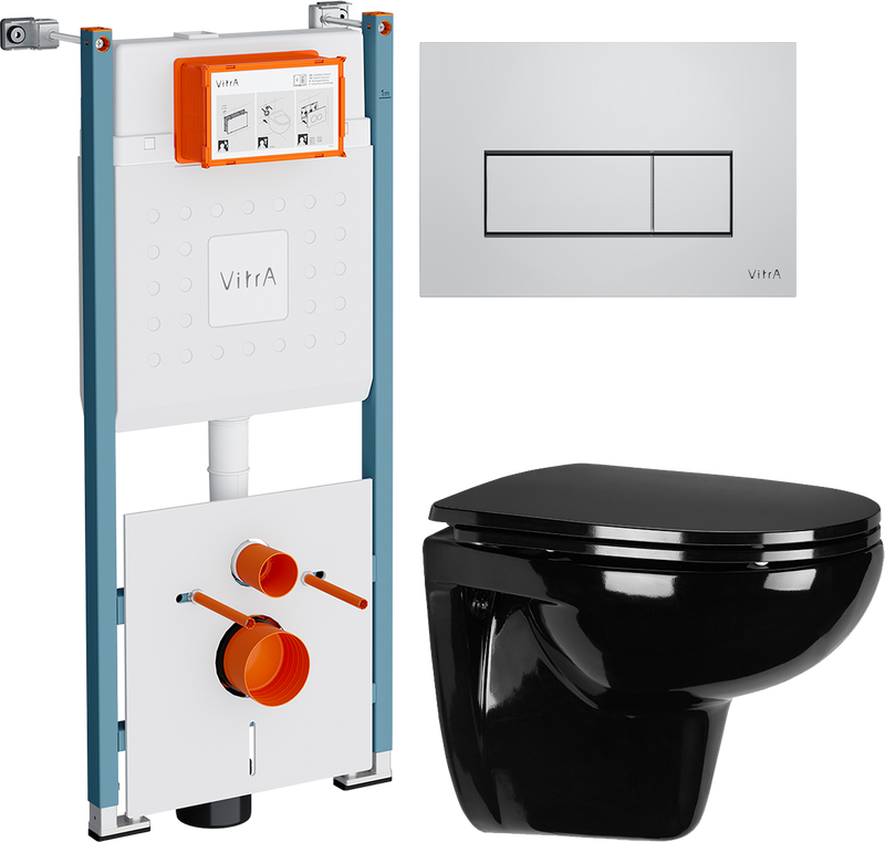 Комплект 3 в 1 Унитаз подвесной Wanfald Lauta 47374100005 + Инсталляция VitrA V-Fix Core 732-5800-01PV + Кнопка Root Square 740-2380