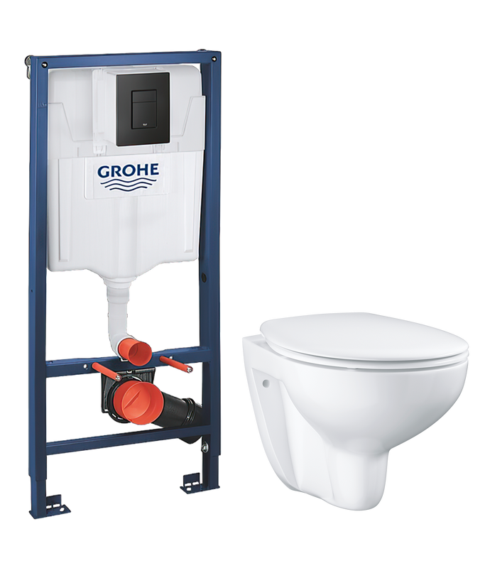 Комплект 2 в 1 Унитаз подвесной Grohe Bau Ceramic 39351000 + Инсталляция с кнопкой Solido 38811KF0