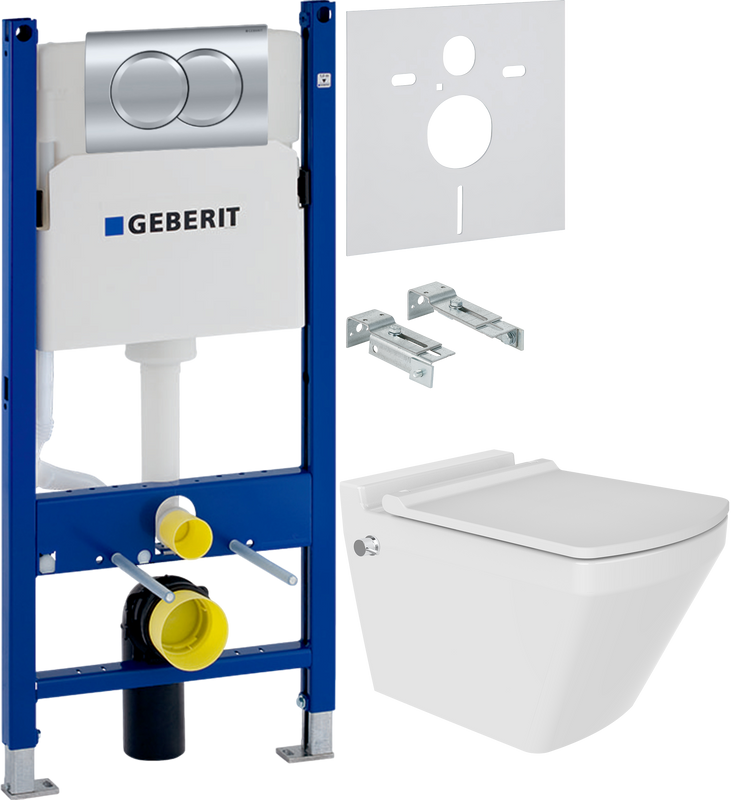 Комплект 3 в 1 Унитаз подвесной Bien Neptun NPKA052N1VE0W5000 + Инсталляция с кнопкой Geberit Duofix Delta 458.149.21.1 + Звукоизоляция 156.050.00.1