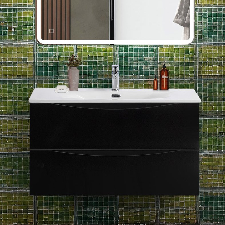 Тумба под раковину без столешницы BelBagno Marino-cer-n 90 подвесная, nero lucido
