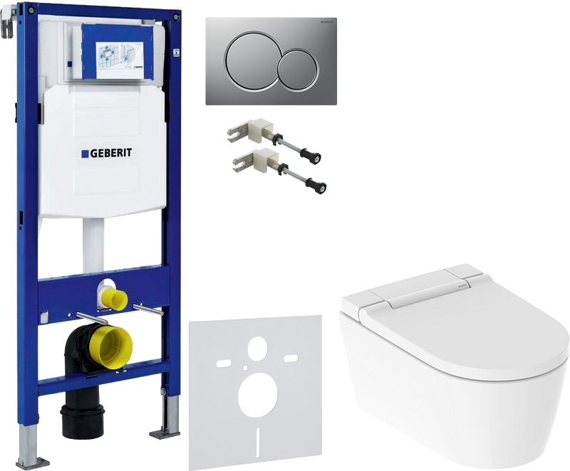 Комплект 5 в 1 Умный унитаз Geberit AquaClean Sela 146.224.11.1 + Крепления Duofix 111.815.00.1 к стене + Звукоизоляция 156.050.00.1 + Инсталляция UP 320 111.300.00.5 + Кнопка Sigma 01 115.770.JQ.5