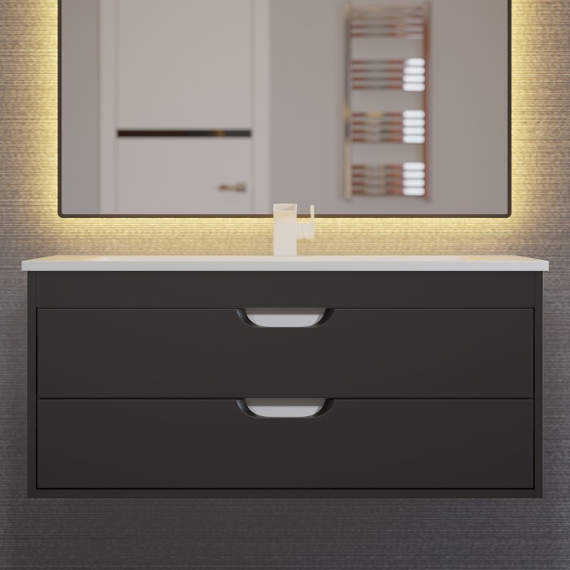 Тумба под раковину без столешницы Uperwood Modul 100 подвесная, 2 ящика, матовая черная