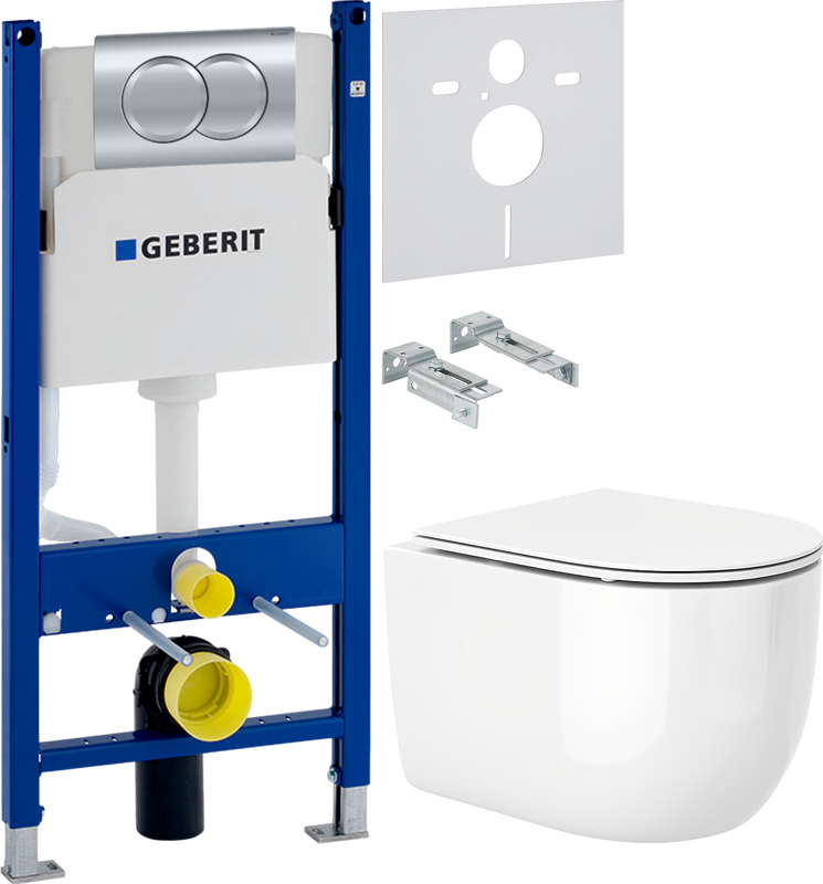 Комплект 3 в 1 Унитаз подвесной Ceruttispa Oglio Aria 8909 + Инсталляция с кнопкой Geberit Duofix Delta 458.149.21.1 + Звукоизоляция 156.050.00.1