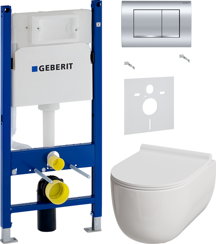 Комплект 3 в 1 Унитаз подвесной Damixa Scandinavian Pure DX36C1701SC + Звукоизоляция Geberit 156.050.00.1 + Инсталляция с кнопкой Duofix Delta 458.163.21.1