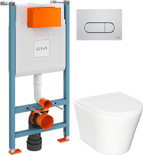 Комплект 2 в 1 Унитаз подвесной Ceramicanova Forma CN3011 + Инсталляция с кнопкой VitrA V-Fix Core 732-5800-01
