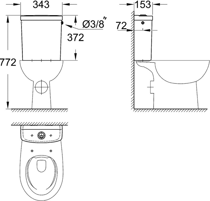 Унитаз-компакт напольный Grohe Bau Ceramic 39349000 39437000, матовый белый