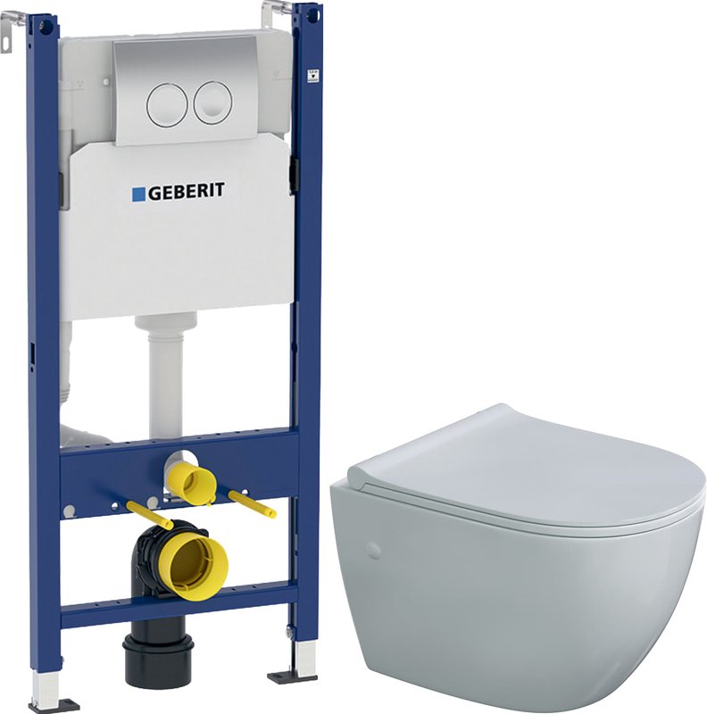 Комплект 2 в 1 Унитаз подвесной Berges Okus 082127 + Инсталляция с кнопкой Geberit Duofix Delta 458.124.21.1
