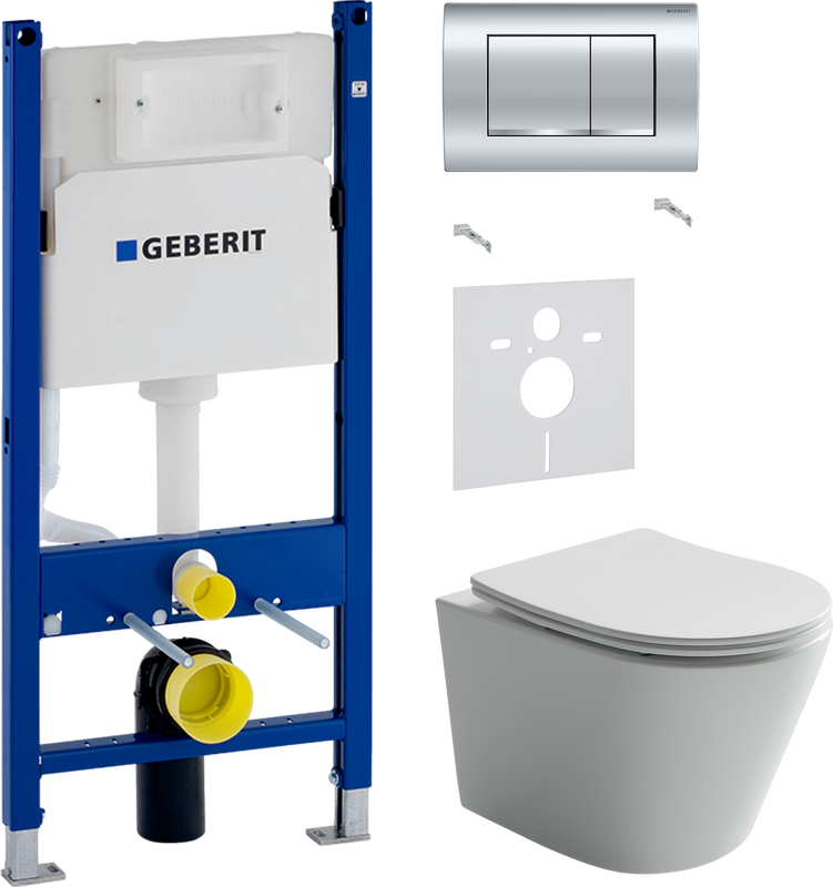 Комплект 3 в 1 Унитаз подвесной Ceramicanova Balearica Rimless CN6000 + Звукоизоляция Geberit 156.050.00.1 + Инсталляция с кнопкой Duofix Delta 458.163.21.1