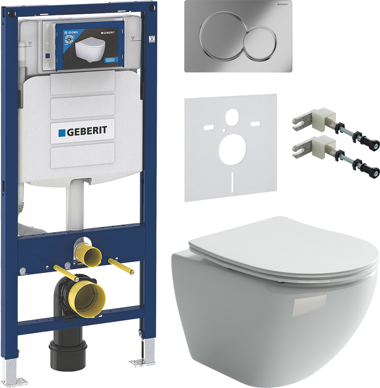 Комплект 5 в 1 Унитаз подвесной Ceramicanova Metropol CN4002 + Инсталляция Geberit Duofix UP 320 111.300.00.5 + Кнопка Sigma 01 115.770.21.5 + Звукоизоляция 156.050.00.1 + Крепления 111.815.00.1 к стене