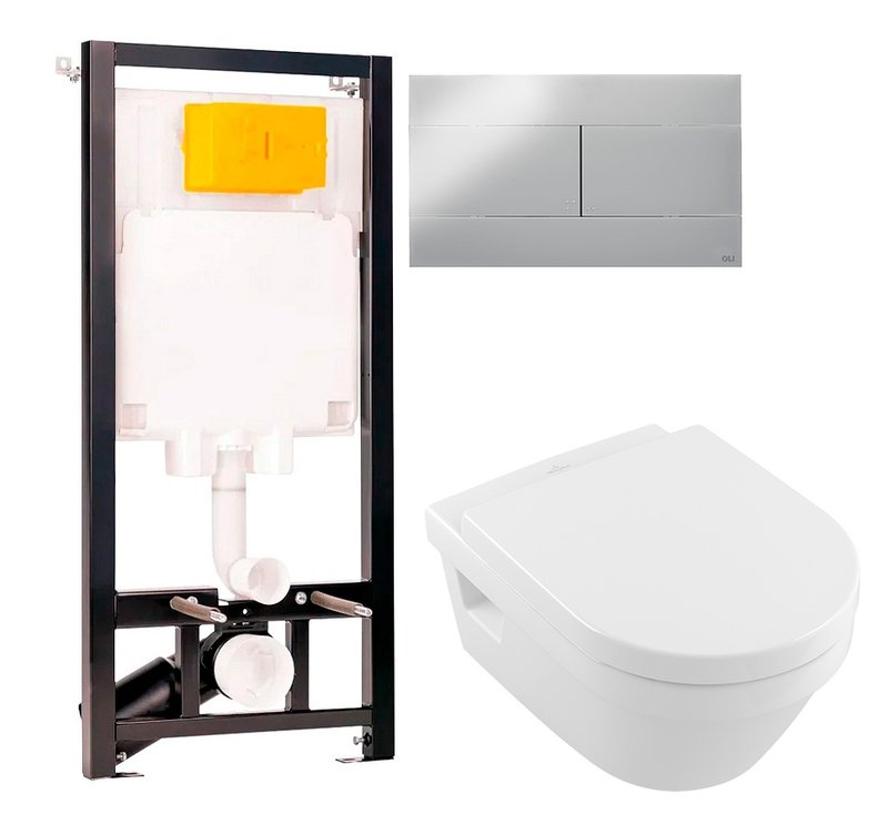 Комплект 2 в 1 Унитаз подвесной Villeroy & Boch Omnia Architectura 5684HR01 + Инсталляция с кнопкой OLI 80 ECO Sanitarblock mechanic