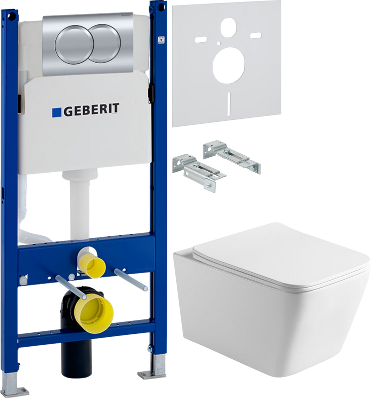 Комплект 3 в 1 Унитаз подвесной Vincea Q-Line VT1-12 + Инсталляция с кнопкой Geberit Duofix Delta 458.149.21.1 + Звукоизоляция 156.050.00.1