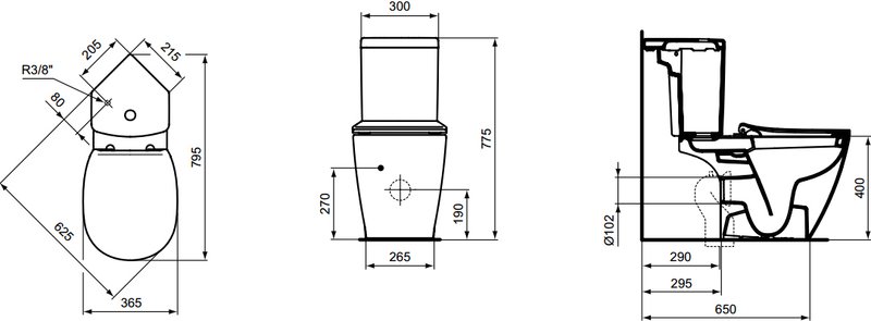 Унитаз-компакт напольный Ideal Standard Connect Arc E803601, бачок E120201