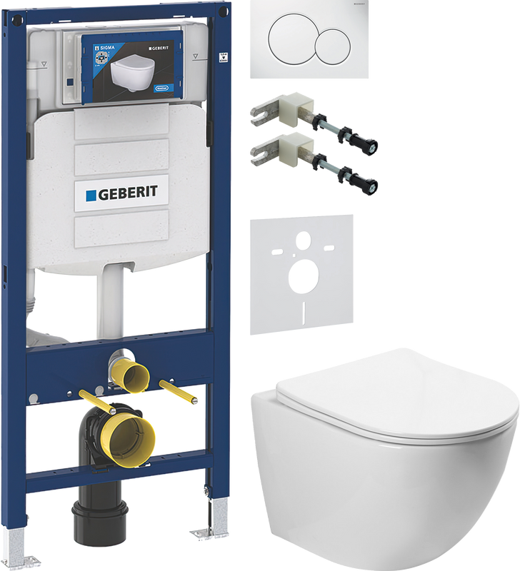 Комплект 5 в 1 Унитаз подвесной SantiLine SL-5005 + Крепления Geberit Duofix 111.815.00.1 к стене + Звукоизоляция 156.050.00.1 + Инсталляция UP 320 111.300.00.5 + Кнопка Sigma 01 115.770.11.5