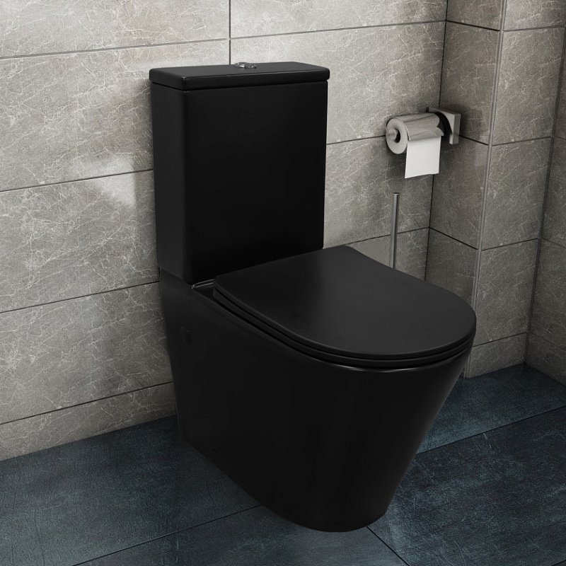 Унитаз-компакт напольный AZARIO Black Queen AZ-8380 матовый черный