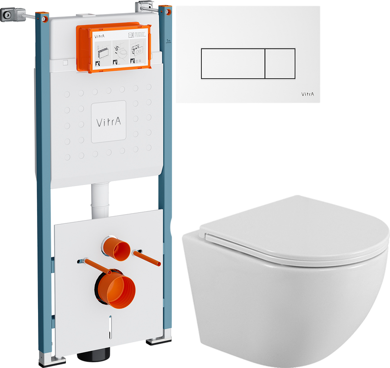 Комплект 3 в 1 Унитаз подвесной BelBagno Uno BB3105CHR/SC + Инсталляция VitrA V-Fix Core 732-5800-01PV + Кнопка Root Square 740-2300