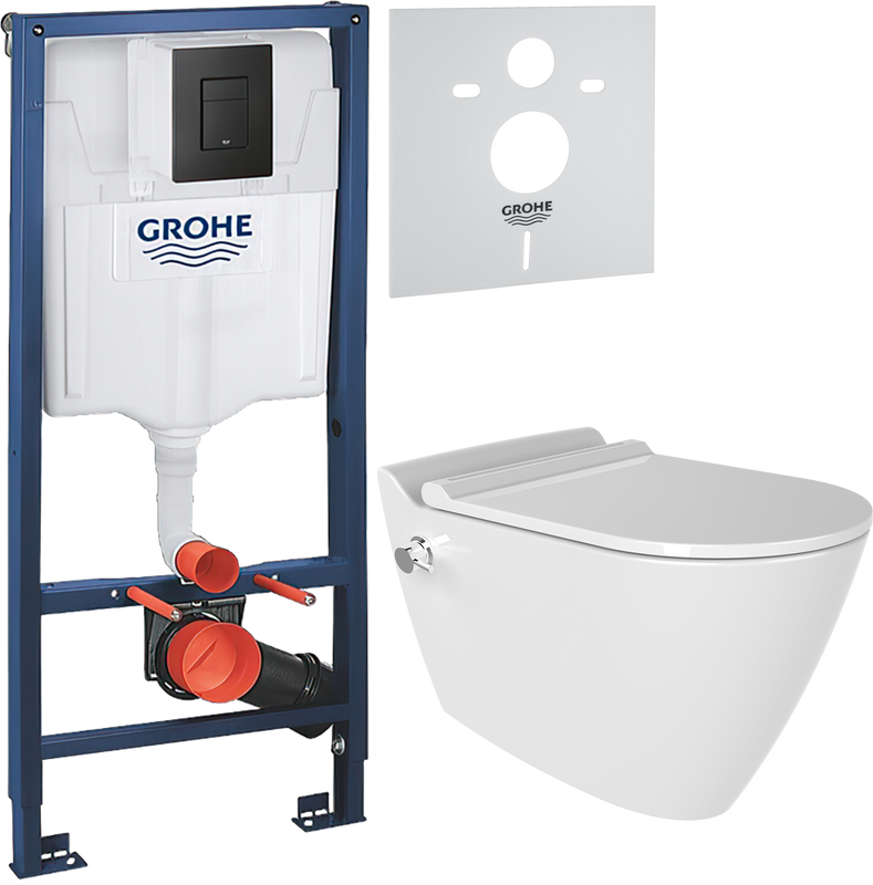 Комплект 3 в 1 Унитаз подвесной Bien Mineral MNKA052N1VE0W5000 + Инсталляция с кнопкой Grohe Solido 38811KF0 + Звукоизоляция 37131000