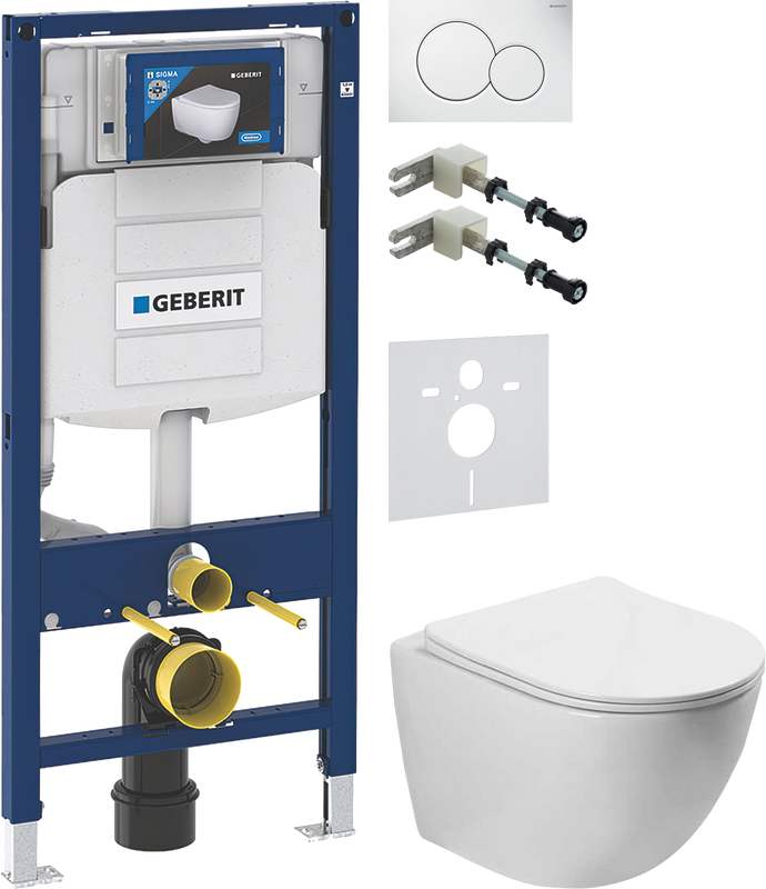 Комплект 5 в 1 Унитаз подвесной Vincea Globo VT1-14S + Крепления Geberit Duofix 111.815.00.1 к стене + Звукоизоляция 156.050.00.1 + Инсталляция UP 320 111.300.00.5 + Кнопка Sigma 01 115.770.11.5