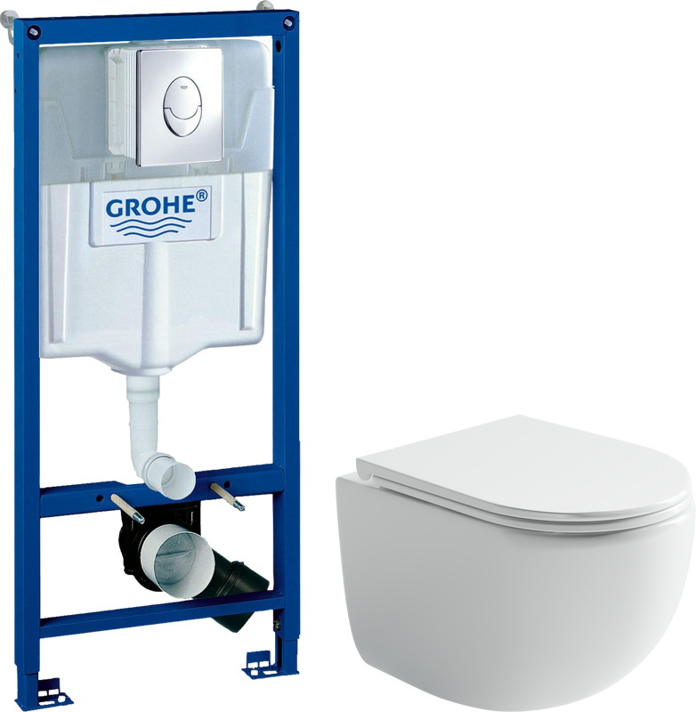 Комплект 2 в 1 Унитаз подвесной Ceramicanova UP Rimless CN4007 + Инсталляция с кнопкой Grohe Rapid SL 38721001