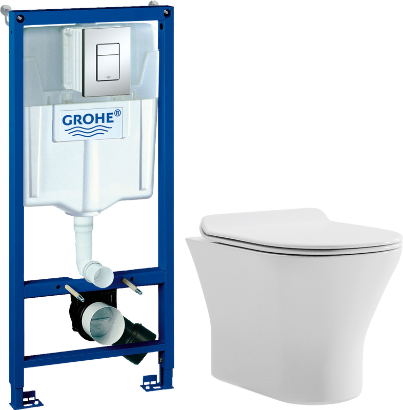 Комплект 2 в 1 Унитаз подвесной Orange C01 C01-100W + Инсталляция с кнопкой Grohe Rapid SL 38772001