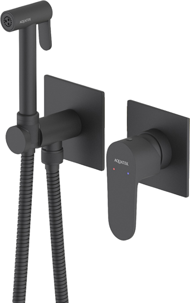 Гигиенический душ AQUATEK Оберон AQ1220MB, со смесителем, С ВНУТРЕННЕЙ ЧАСТЬЮ, матовый черный