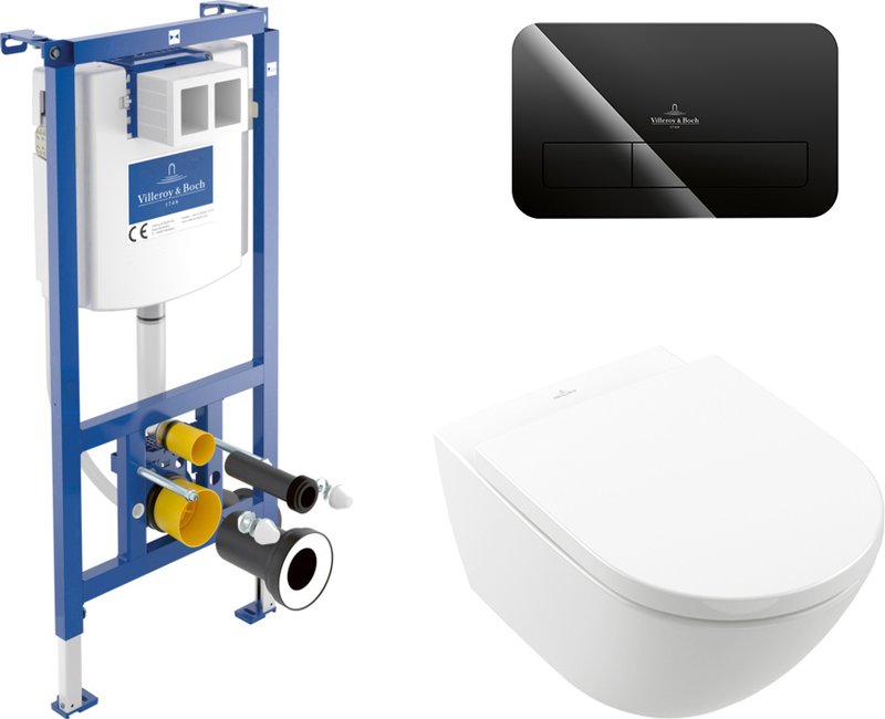 Комплект  Унитаз подвесной Villeroy & Boch Subway 3.0 4670TSR1 alpin, ceramicplus, сиденье с микролифтом + Система инсталляции для унитазов Villeroy &