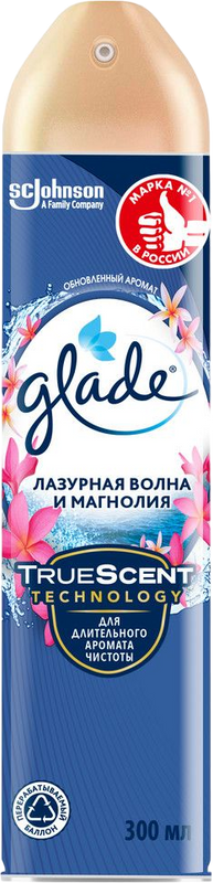 Освежитель воздуха Glade, аэрозоль, лазурная волна и магнолия