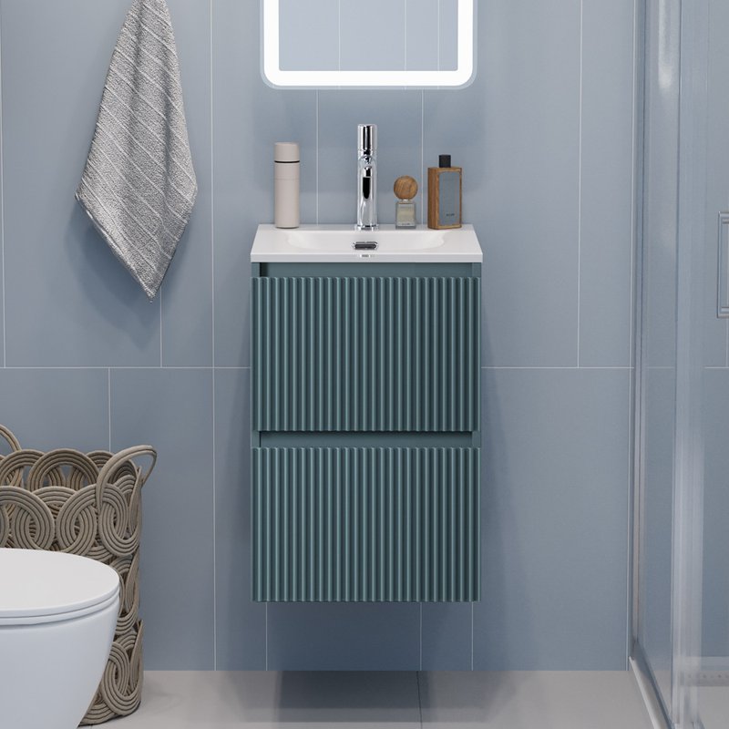 Тумба под раковину без столешницы BelBagno Uno-mini 40 подвесная, 2 ящика, матовая голубая