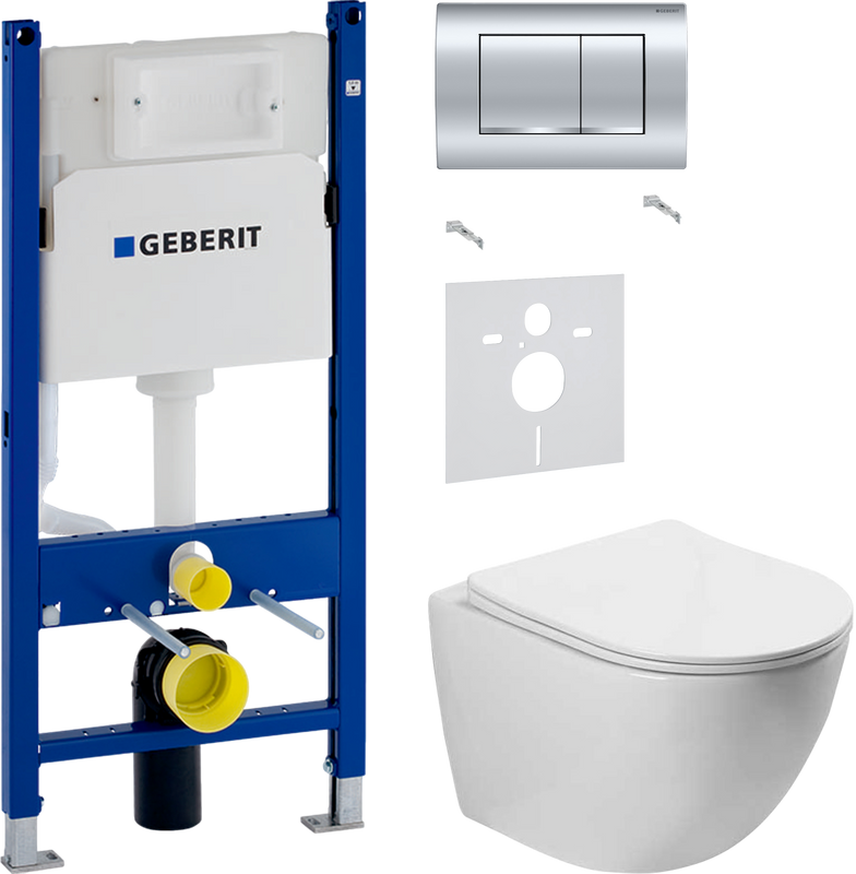 Комплект 3 в 1 Унитаз подвесной Vincea Globo VT1-14S + Звукоизоляция Geberit 156.050.00.1 + Инсталляция с кнопкой Duofix Delta 458.163.21.1