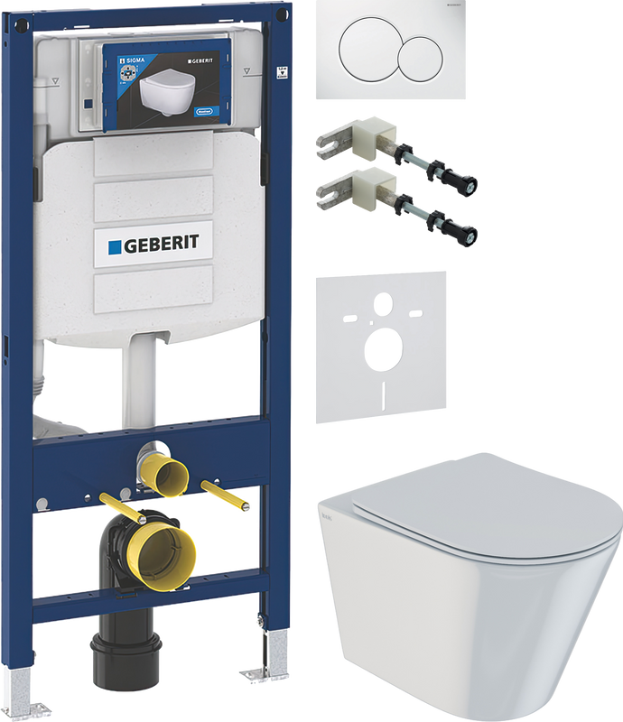 Комплект 5 в 1 Унитаз подвесной IDDIS Calipso CALRDSEI25 + Крепления Geberit Duofix 111.815.00.1 к стене + Звукоизоляция 156.050.00.1 + Инсталляция UP 320 111.300.00.5 + Кнопка Sigma 01 115.770.11.5