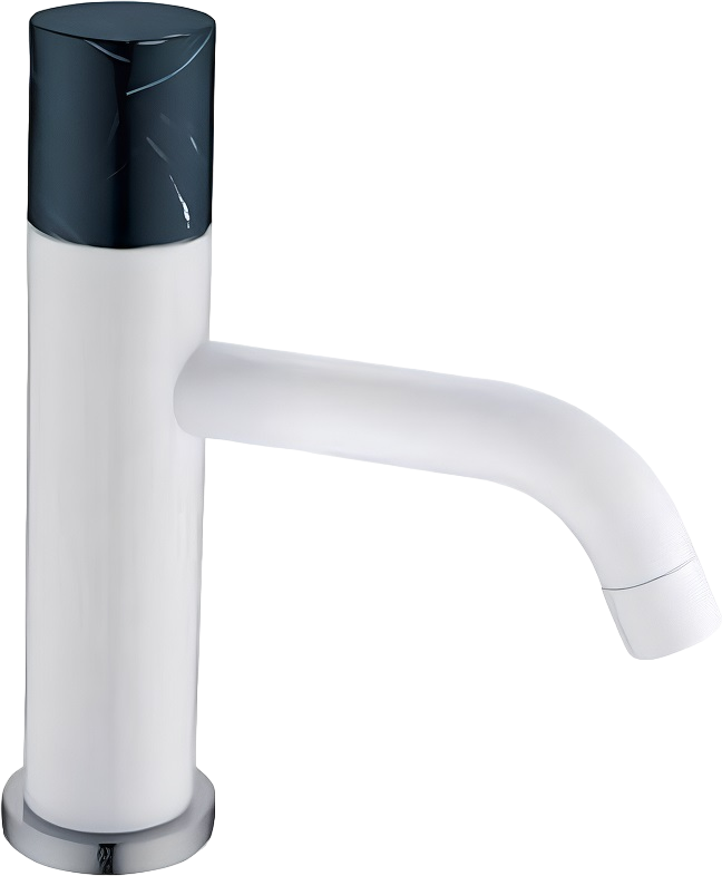 Смеситель для раковины Boheme Stick 121-W-MR-B, белый, черный мрамор