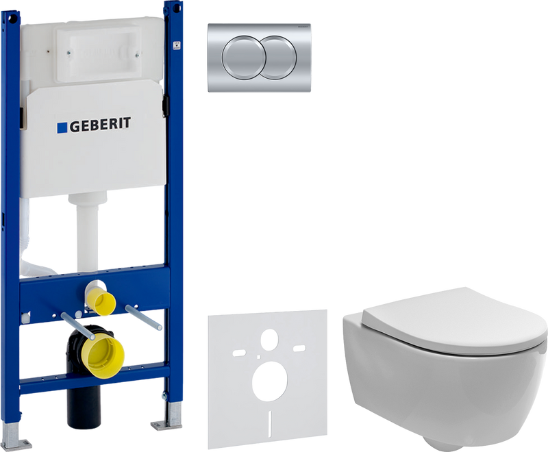 Комплект  Чаша для унитаза подвесного Geberit iCon 204060000 + Крышка-сиденье Geberit iCon Slim 500.670.01.1 + Система инсталляции для унитазов Geberi