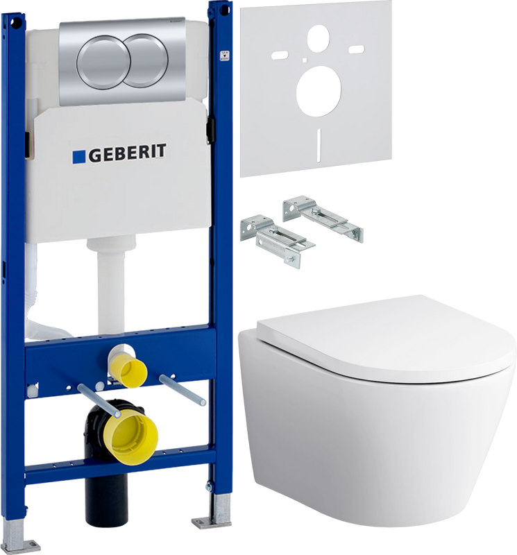 Комплект 3 в 1 Унитаз подвесной AM.PM Sense C741701SC + Инсталляция с кнопкой Geberit Duofix Delta 458.149.21.1 + Звукоизоляция 156.050.00.1