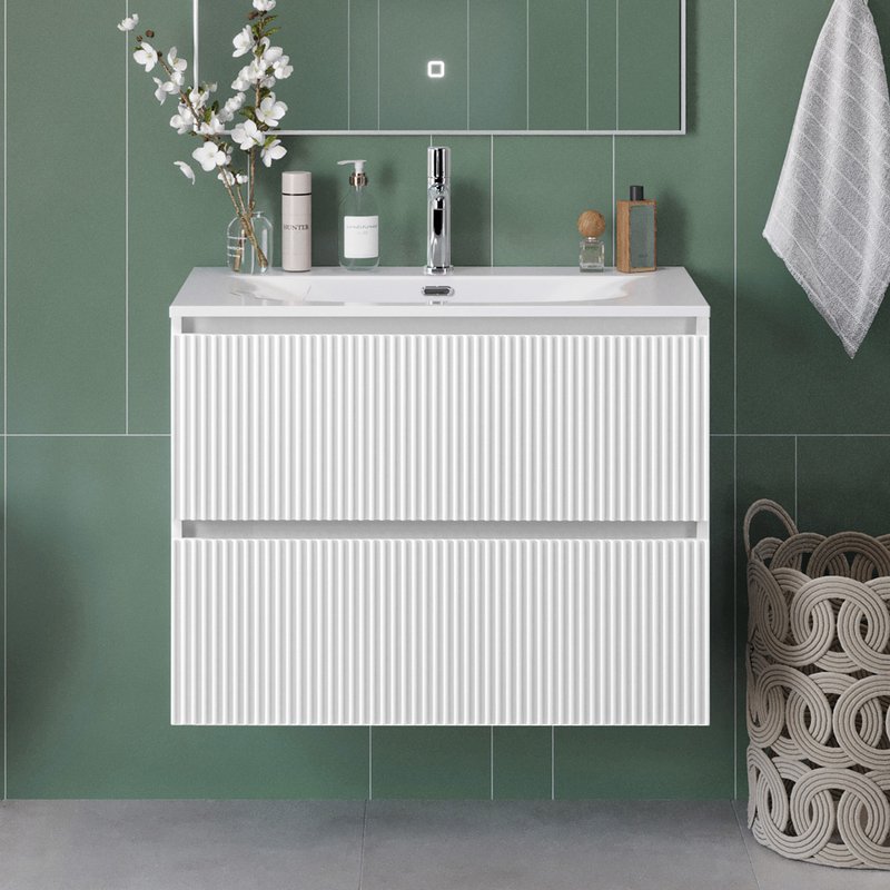 Тумба под раковину без столешницы BelBagno Uno-mini 80 подвесная, 2 ящика, bianco opaco