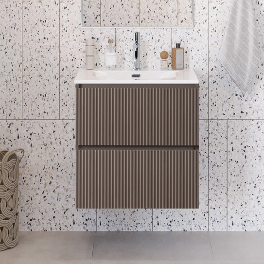 Тумба под раковину без столешницы BelBagno Uno 70 подвесная, 2 ящика, матовая бежевая