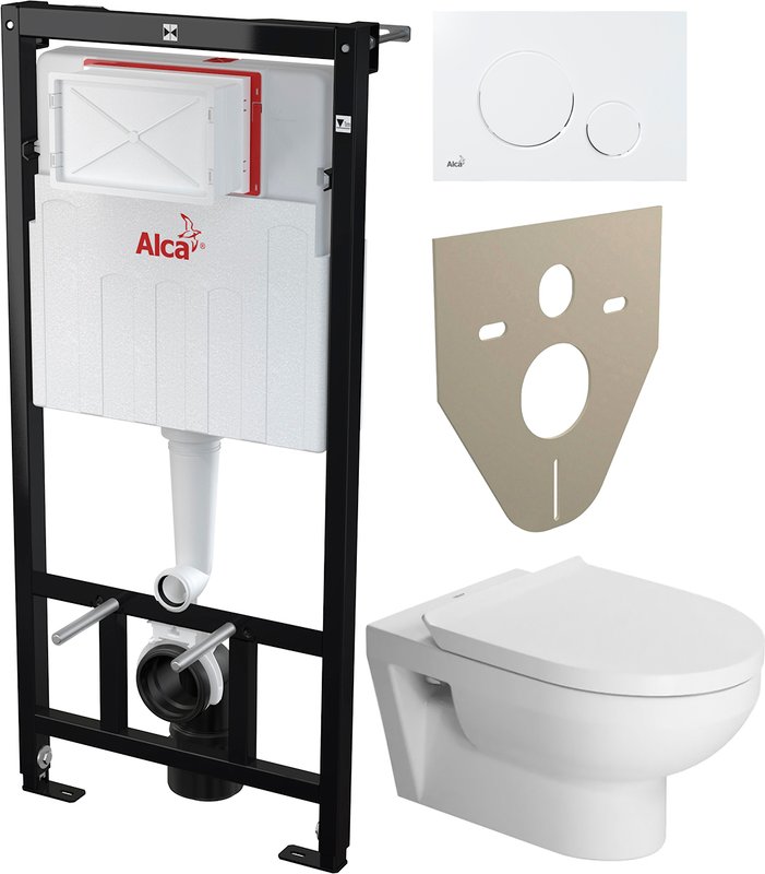 Комплект 4 в 1 Унитаз подвесной Duravit DuraStyle 45620900A1 + Звукоизоляция AlcaPlast M91 + Кнопка Thin THIN M670 + Инсталляция A101 Sadromodul AM101/1120-0001