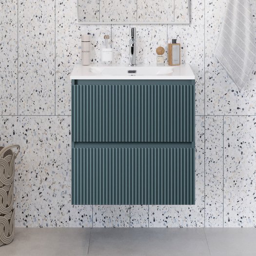 Тумба под раковину без столешницы BelBagno Uno 60 подвесная, 2 ящика, матовая голубая