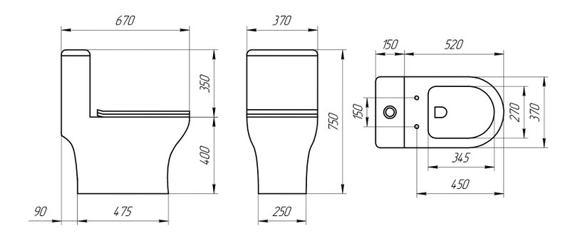 Унитаз-моноблок напольный EvaGold SM9618T
