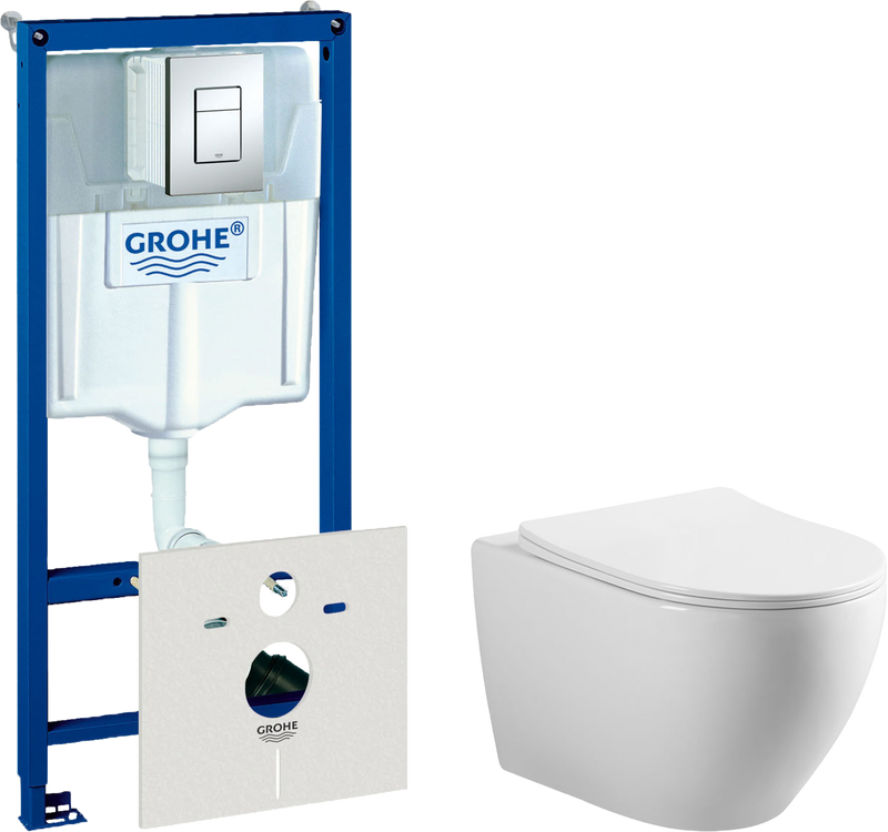 Комплект Унитаз подвесной Vincea Esse VT1-211 + Инсталляция Grohe Rapid SL 38772001 3 в 1 с кнопкой смыва + Шумоизоляция 37131000
