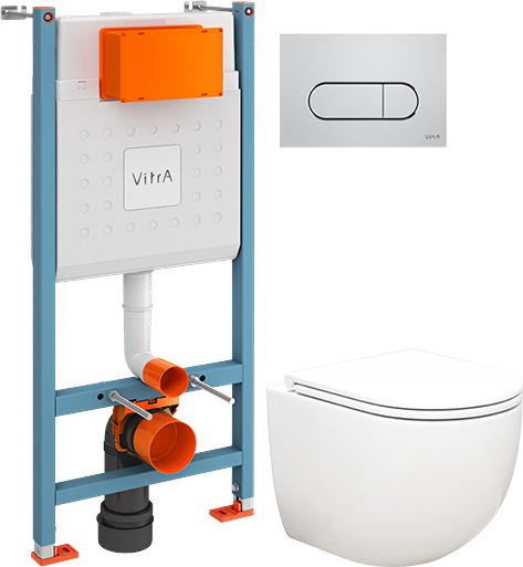 Комплект 2 в 1 Унитаз подвесной EvaGold K401T + Инсталляция с кнопкой VitrA V-Fix Core 732-5800-01