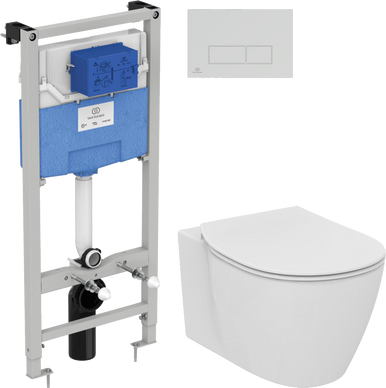 Комплект 4 в 1 Унитаз подвесной Ideal Standard Connect AquaBlade E047901 + Крышка E772401 с микролифтом + Инсталляция Prosys Frame 120 M R020467 + Кнопка Oleas R0121AA