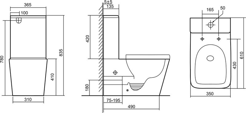 Унитаз-компакт напольный SantiLine SL-5028, белый