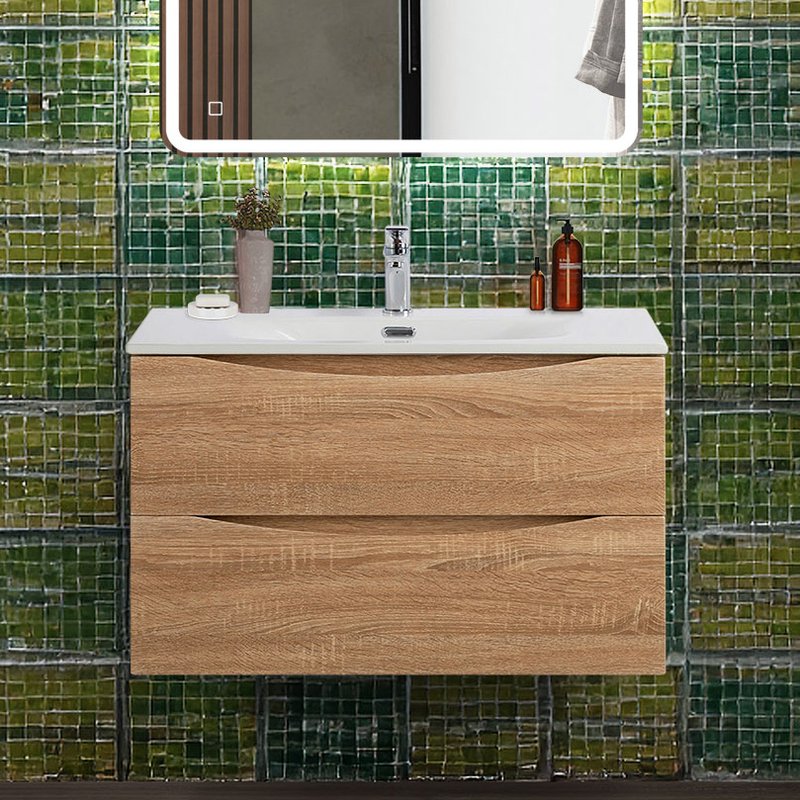Тумба под раковину без столешницы BelBagno Marino-cer-n 80 подвесная, rovere bianco