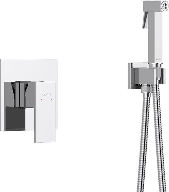 Гигиенический душ AQUATEK Либра AQ1619CR, со смесителем, С ВНУТРЕННЕЙ ЧАСТЬЮ, хром
