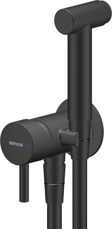 Гигиенический душ Sancos Atom SC2001MB, со смесителем, С ВНУТРЕННЕЙ ЧАСТЬЮ, черный матовый